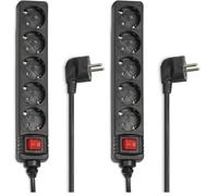 Hama Multiprise 5 Prises (multiprise 1,4 m, avec Interrupteur, Protection Accrue Contre Le Contact, Fentes tournées à 45 degrés, Prise Prise certifiée GS), Noir (Lot de 2)