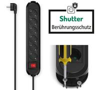 Hama Multiprise 6 prises – Interrupteur 16A 3680W, 1,5 m, sécurité enfant, gestion câbles, Schuko, noir