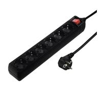 Hama Multiprise 6 Prises 16A avec Interrupteur & Protection Contre Les Surtensions Voyant LED (Rallonge multiprises 3m, Bloc 6 Prises Type F Schuko, 3680W Max) Noir