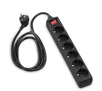 Hama Multiprise 6 Prises 16A avec Interrupteur (Rallonge multiprises 1.4m, Bloc 6 Prises Type F Schuko, 3500W Max, Idéal Bureau PC luminaires, Atelier, Meuble TV, Garage) Noir