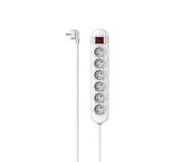 Hama Multiprise 6 Prises avec Interrupteur Bien placé- 16A - 3680W (Prise Multiple Rallonge Electrique 1.4m, Securité Enfant, Gestion de Câbles, Bloc 6 Prises Type F Schuko Compatible France) Blanc
