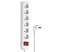 Hama Multiprise 6 prises 16A 3680W Rallonge 5 m Type F Schuko compatible France Sécurité enfant Blanc