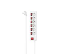 Hama Multiprise 6 Prises Interrupteurs Individuel + général -Protection surtensions - 16A-3680W (Prise Multiple Rallonge Electrique 1.4m, Securité Enfant, Bloc 6 Prises Schuko compatible France) Blanc