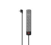 Hama Multiprise 6 Prises Terre Interrupteur Accroches Murales 16A 3680W (Prise Multiple Rallonge 1.5m, Securité Enfant Gestion Câbles Bloc 5+1Prises Type F Schuko Compatible France) Gris Noir