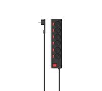 Hama Multiprise avec Interrupteur 1.4m (6 Prises typeE, Norme NF, interrupteurs général + indiv. éclairés, Protection Surtensions, Montage Mural, Sécurité Enfants, 3680W/16A) Noir
