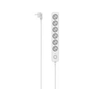 Hama Multiprise avec interrupteur, 6 prises, 1,4 m (6 prises, 6 prises, multiprise, avec protection contre les contacts, lampe de fonction LED, 45°) blanc