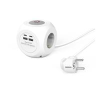 Hama Multiprise Cube avec Interrupteur (Rallonge multiprise 1.4m, Bloc 3 Prises Terre F Schuko + 2 USB-A + 2 USB-C, 3680W 16A Idéal Bureau Cuisine Salon Atelier Garage PC luminaires Meuble TV) Blanc
