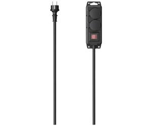 Hama Multiprise Etanche 2 Prises 16A avec Interrupteur, Rallonge 2m, Noir | Multiprise Extérieur IP44 + Capot, Bloc 2 Prises Type F Schuko Compatible France, 3680W, Idéal Jardin Garage Atelier Chantier