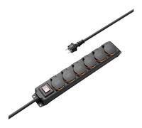 Hama Multiprise étanche 6 prises Schuko 16A IP44, interrupteur, 2 m Noir