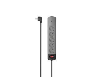 Hama Multiprise Parasurtenseur 5 Prises Interrupteur Accroches Murales 16A 3680W (Prise Multiple Rallonge 1.5m, Securité Enfant Bloc 5 Prises Type F Schuko Compatible France) Gris Noir