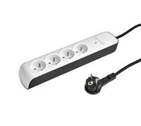 Hama Multiprise Parasurtenseur avec Interrupteur (Bloc 4 Prises 16A Look Design, Rallonge 1.5m, Prise Multiple économie d'énergie, Prises 45°, Prise Male Plate, 3680W, Cable H05VV-F3G1.5) Noir&Blanc