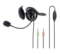 Hama NHS-P100 Micro-casque supra-auriculaire filaire Stereo noir volume réglable, Mise en sourdine du microphone ordina