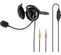 Hama Casque Micro PC Tour de Cou NHS-P100 (Casque Micro de Bureau Tour de Nuque, Stéréo, Casque Micro Filaire, réglage Volume, Casque Micro Perche Flexible, idéal télétravail, Bureau) Noir