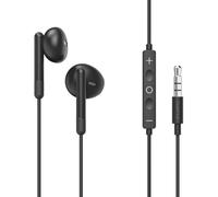 Hama Noble Écouteurs Intra-Auriculaires avec Microphone, Protection Anti-Torsion et Prise Jack 3,5 mm Noir