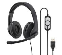 Hama Casque micro HS-USB300 supra-auriculaire filaire stéréo volume réglable mise en sourdine, Noir
