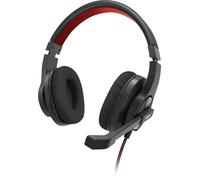 Hama PC-Office-Headset \ HS-USB400 V2\ , Stereo, Schwarz Micro-casque supra-auriculaire noir, rouge
