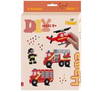 Hama Coffret perles à repasser Pompiers – 2000 perles MIDI, 1 plaque Camion, multicolore, dès 5 ans