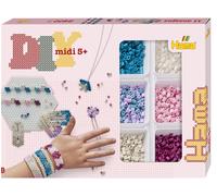 Hama Perlen 3712 Perles de Repasser Boîte Cadeau Bijoux avec environ 2400 Perles MIDI Comprend Modèle de Plaque Hexagonale en Papier de Repassage Accessoires Cheveux pour Enfants de 5 ans et plus