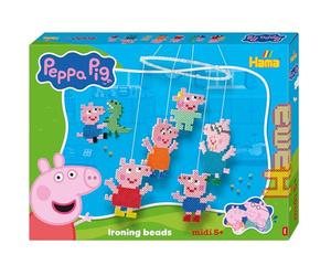 Hama Perlen 7917 Peppa Wutz & Schwester, Grand Coffret Cadeau avec 4000 Perles Midi, 2 plaques à Crayons, modèle de Motif, Papier à Repasser, Instructions et Anneau pour Mobile