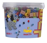 Hama Perlen 8573 Boîte de Perles à Repasser avec env. 600 Perles de Bricolage Maxi colorées d'un diamètre de 10 mm dans Un mélange de Couleurs Unies 2, Plaisir créatif pour Petits et Grands