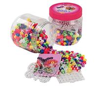 Hama Perlen 8791 Boîte de Perles à Repasser avec Environ 400 Perles de Bricolage Maxi Colorées d'un Diamètre de 10 mm, 2 Plaques à Broches Transparentes, Papier à Repasser Inclus