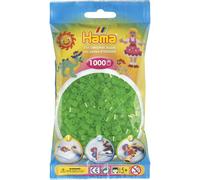 Hama Perles 207-37 Sachet de perles à repasser avec env. 1.000 perles de bricolage Midi de diamètre 5 mm en vert néon, plaisir créatif pour petits et grands