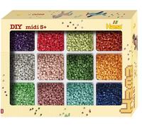 Hama Perles à repasser Midi Beads 2025 – env. 9600 perles, 12 couleurs, plateau avec couvercle