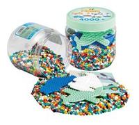 HAMA Perles à repasser midi + plaque à picots, pot plastique G