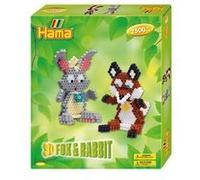 Hama Perles à repasser midi 'renard & lapin 3D', coffret
