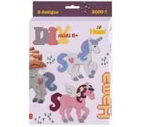 HAMA - Boite ""Les Chevaux Fantastiques"" - 1500 perles à repasser taille MIDI et 1 plaque - Loisirs créatifs - Dès 5 ans