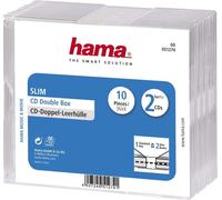 Hama Pochette CD/DVD Slim-Double, pour 2 CDs/DVDs, PG=10ST, transparente