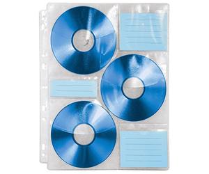 Hama Pochette Perforé pour 6 CD DVD pour Archivage Classeur, Lot de 10 | 10 Feuillets A4 pour 6 CD/DVD/Blu-ray chacun + 60 fiches d'étiquetage, Idéal pour Rangement Classeur à Anneaux