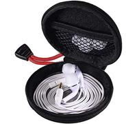 Hama Pochette pour écouteurs intra-auriculaires (étui rigide, pochette interne en maille, mousqueton, sac de protection pour bouchon d'oreille) Noir/Rouge