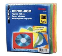 Hama Pochettes de protection (en papier pour CD/DVD/Blu-Ray, lot de 100) Bleu/Vert/Orange/Rouge/Jaune