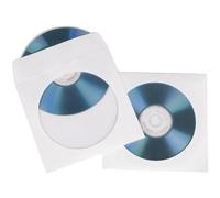 Hama Pochettes de protection (en papier pour CD/DVD/Blu-Ray, verrouillables, lot de 50) Blanc/Transparent