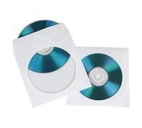Hama Pochettes de protection (en papier pour CD/DVD/Blu-Ray, verrouillables, lot de 50) Blanc/Transparent