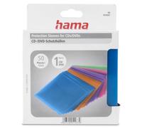 Hama Pochettes pour CD-ROM/DVD-ROM (Pochettes CD plastique, pochette de protection colorées, lot de 50, Multicolore) Bleu/Orange/Violet/Rose/Vert