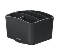 Hama Porte-télécommande rotatif à 360° (Support de Rangement pour 6 télécommandes, 5 compartiments, Organiseur Multifonction bureau, salle de bain, table de chevet, stylos, téléphone, lunettes) Noir