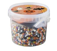 Hama - Pot Perles à Repasser Halloween - 4000 Perles midi 5 mm - 2 plaques carrée et hexagonale - Modèles Instructions Papier - Loisirs créatifs Enfants dès 5 Ans