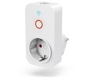 Hama Prise WiFi avec 2 ports USB A (prise Smart Home pour appareils jusqu'à 2300 W et USB 2,1 A pour smartphone, tablette, prise Wi-Fi pour commande vocale avec Alexa, Google, Siri, contrôle par