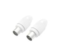 Hama Prises Antenne TV Garantie 10ans (2 Fiches d’antenne TV coaxiale, Fiche Coaxiales Mâle + Fiche Coaxiale Femelle, Diam 5-7mm, 2 pièces) Blanc