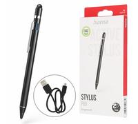 Hama Pro Stylet pour écrans tactiles - Stylo Capacitif, Pointe Ultra Fine Haute Précision, 18H d'autonomie, pour Smartphone Tablette iPad iPhone - Noir