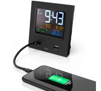 Réveil radio -piloté dual -usb, avec écran couleur led et fonction de charge