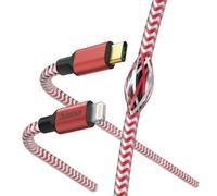 Hama "Reflective Câble USB C vers Lightning 1.5M [Plaqué Or] - Certifié MFi, Câble Charge Rapide Apple, Transfert Rapide 480 Mbit/s, Câble Nylon, Compatible iPhone Airpods iPad - Rouge