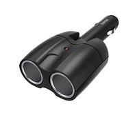 Hama Répartiteur Chargeur Voiture avec 2 Prises Allume-Cigare 12V, Articulation Pivotant à 180 °, Témoin Lumineux LED - Noir