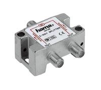 Hama Répartiteur satellite (2 voies, totalement blindé, distributeur Sat, Protection totale, Sat, Coulage en F) Argent