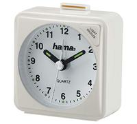 Hama Réveil Analogique de Voyage A50 (Mini Réveil Compact, Fonction Snooze, Rétroéclairage, Aiguilles Fluorescentes, Idéal Voyage Chambre Bureau) Blanc