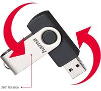 Hama Rotate USB 2.0 32GB, 32 Go, USB 2.0, anneau rotatif, noir, métal, plastique, 66 mm