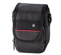 Hama Sac pour appareil photo "Valletta" (taille 90, boîtier compact, sangle, rabat avec fermeture, toutes marques comme par exemple Nikon, Canon, Olympus, Sony, …) Noir/Rouge