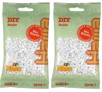 HAMA - sachet de perles à repasser bio midi | env. 1000 perles 5 mm | loisirs créatifs et mosaïques pour enfants dès 5 ans | jeu créatif durable et décoration artisanale | White (Lot de 2)